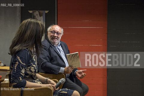 Rome June 10, 2020..Nadia Terranova with the journalist Pierluigi Battista, photographed in Rome in the spaces of the Eli bookshop, on the occasion of the presentation Come una storia di amore/Nadia Terranova con il giornalista Pierluigi Battista, fotografati a Roma negli spazi della libreria Eli, in occasione della presentazione Come una storia damore. ©Rino Bianchi/Rosebud2