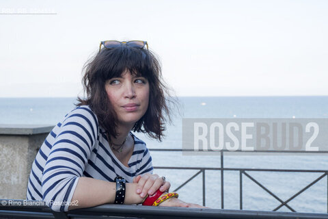 San Felice Circeo September 16, 2019..Ilaria Gaspari, philosopher, writer and essayist, photographed in San Felice Circeo on the bench facing the sea/Ilaria Gaspari, filosofa, scrittrice e saggista, fotografata a San Felice Circeo sulla panchina fronte mare. ©Rino Bianchi/Rosebud2