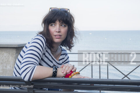 San Felice Circeo September 16, 2019..Ilaria Gaspari, philosopher, writer and essayist, photographed in San Felice Circeo on the bench facing the sea/Ilaria Gaspari, filosofa, scrittrice e saggista, fotografata a San Felice Circeo sulla panchina fronte mare. ©Rino Bianchi/Rosebud2