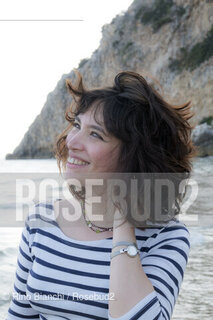 San Felice Circeo September 16, 2019..Ilaria Gaspari, philosopher, writer and essayist, photographed in San Felice Circeo on the bench facing the sea/Ilaria Gaspari, filosofa, scrittrice e saggista, fotografata a San Felice Circeo sulla panchina fronte mare. ©Rino Bianchi/Rosebud2