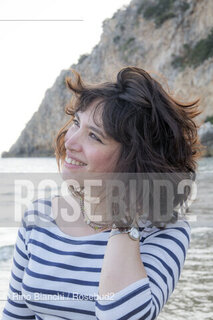 San Felice Circeo September 16, 2019..Ilaria Gaspari, philosopher, writer and essayist, photographed in San Felice Circeo on the bench facing the sea/Ilaria Gaspari, filosofa, scrittrice e saggista, fotografata a San Felice Circeo sulla panchina fronte mare. ©Rino Bianchi/Rosebud2