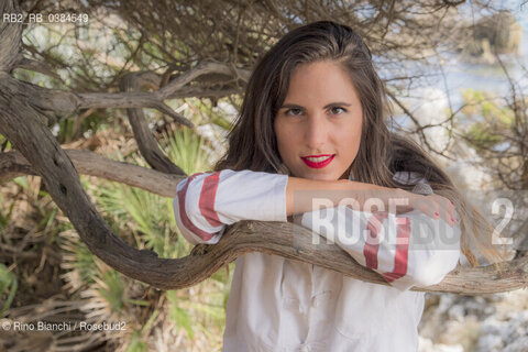 San Felice Circeo September 21, 2019..Anna Giurickovic Dato writer, photographed in the woods of San Feilce Circeo during the literary residence Il Mare di Circe. Narrations and Myth/Anna Giurickovic Dato scrittrice, fotografata nei boschi di San Feilce Circeo durante la residenza letteraria Il Mare di Circe. Narrazioni e Mito ©Rino Bianchi/Rosebud2