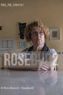 San Felice Circeo June 14, 2019..Tiziana Colusso, poet and essayist, photographed in San Felice Circeo in the room where memorabilia and memories of Elsa De Giorgi are kept/Tiziana Colusso, poetessa e saggista, fotografata a San Felice Circeo nella sala dove sono custoditi cimeli e ricordi di Elsa De Giorgi. ©Rino Bianchi/Rosebud2