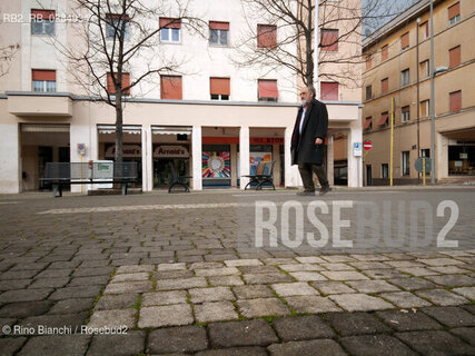 Colleferro (Rm) February 11, 2019..Alessandro Haber, actor, photographed in Piazza Italia during the filming of the docufilm on the city Città Novecento/Alessandro Haber, attore, fotografati in Piazza Italia durante le riprese del docufilm sulla città Città Novecento. ©Rino Bianchi/Rosebud2