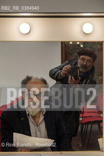 Colleferro (Rm) February 11, 2019..Alessandro Haber, actor, shot by the photographer Rino Bianchi before the filming of the docufilm Città Novecento in the council chamber of the Municipality of Colleferro/Alessandro Haber, attore, ripreso dal fotografo Rino Bianchi prima delle riprese del docufilm Città Novecento nella sala consiliare del Comune di Colleferro. ©Rino Bianchi/Rosebud2