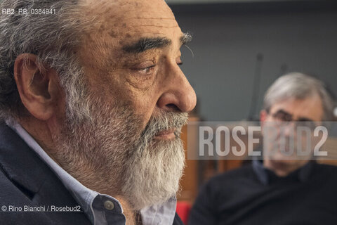 Colleferro (Rm) February 11, 2019..Alessandro Haber, actor, photographed before the filming of the docufilm Città Novecento in the council chamber of the Municipality of Colleferro/Alessandro Haber, attore, fotografato prima delle riprese del docufilm Città Novecento nella sala consiliare del Comune di Colleferro. ©Rino Bianchi/Rosebud2