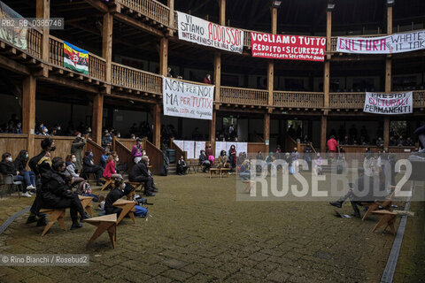 Rome April 17, 2021..The Silvano Toti Globe Theater, inside the park of Villa Borghese, occupied by workers from entertainment and culture/Il Silvano Toti Globe Theatre, allinterno del parco di Villa Borghese, occupato da lavoratrici e lavoratori dello spettacolo e della cultura. ©Rino Bianchi/Rosebud2