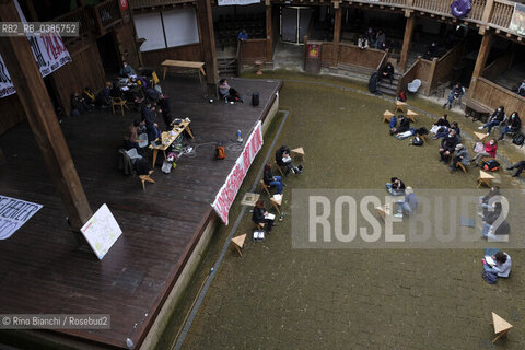 Rome April 17, 2021..The Silvano Toti Globe Theater, inside the park of Villa Borghese, occupied by workers from entertainment and culture/Il Silvano Toti Globe Theatre, allinterno del parco di Villa Borghese, occupato da lavoratrici e lavoratori dello spettacolo e della cultura. ©Rino Bianchi/Rosebud2