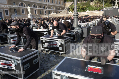 Rome April 17, 2021..Bauli in piazza, demonstration by show business workers against the closure of cinemas and theaters/Bauli in piazza, manifestazione dei  lavoratori dello spettacolo contro la chiusura di cinema e teatri. ©Rino Bianchi/Rosebud2