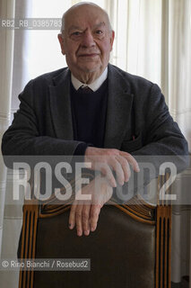 Arpino, Frosinone, April 16, 2021..Franco Purini, architect, lecturer and essayist, photographed in the council chamber of the Municipality of Arpino during the Certamen Borgo futuro/Franco Purini, architetto, docente e saggista, fotografato nella sala consiliare del Comune di Arpino durante il Certamen Borgo futuro. ©Rino Bianchi/Rosebud2