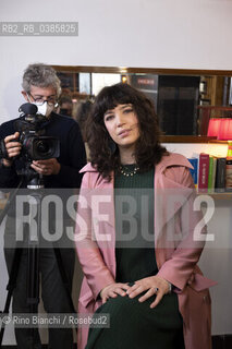 Rome April 29, 2021..Ilaria Gaspari philosopher, writer, writing teacher and collaborator of various newspapers, photographed in Rome in the premises of the Enoteca in Via Macerata 58 during the filming of the Rai TV program/Ilaria Gaspari filosofa, scrittrice, docente di scrittura e collaboratrice di varie testate giornalistiche, fotografata a Roma nei locali dellEnoteca di Via Macerata 58 durante le riprese del programma tv Rai. ©Rino Bianchi/Rosebud2