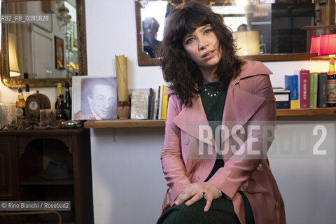 Rome April 29, 2021..Ilaria Gaspari philosopher, writer, writing teacher and collaborator of various newspapers, photographed in Rome in the premises of the Enoteca in Via Macerata 58 during the filming of the Rai TV program/Ilaria Gaspari filosofa, scrittrice, docente di scrittura e collaboratrice di varie testate giornalistiche, fotografata a Roma nei locali dellEnoteca di Via Macerata 58 durante le riprese del programma tv Rai. ©Rino Bianchi/Rosebud2