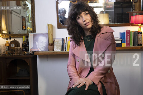 Rome April 29, 2021..Ilaria Gaspari philosopher, writer, writing teacher and collaborator of various newspapers, photographed in Rome in the premises of the Enoteca in Via Macerata 58 during the filming of the Rai TV program/Ilaria Gaspari filosofa, scrittrice, docente di scrittura e collaboratrice di varie testate giornalistiche, fotografata a Roma nei locali dellEnoteca di Via Macerata 58 durante le riprese del programma tv Rai. ©Rino Bianchi/Rosebud2