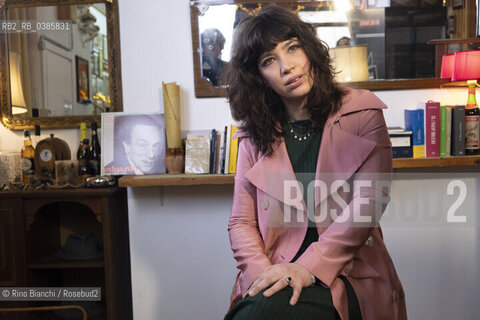 Rome April 29, 2021..Ilaria Gaspari philosopher, writer, writing teacher and collaborator of various newspapers, photographed in Rome in the premises of the Enoteca in Via Macerata 58 during the filming of the Rai TV program/Ilaria Gaspari filosofa, scrittrice, docente di scrittura e collaboratrice di varie testate giornalistiche, fotografata a Roma nei locali dellEnoteca di Via Macerata 58 durante le riprese del programma tv Rai. ©Rino Bianchi/Rosebud2