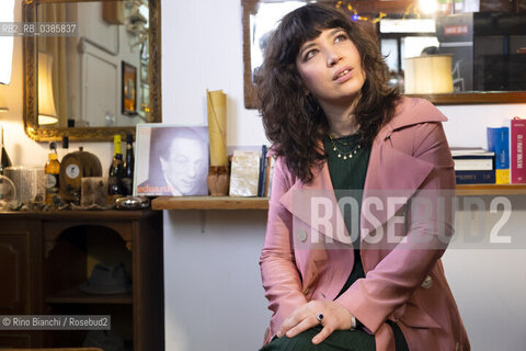 Rome April 29, 2021..Ilaria Gaspari philosopher, writer, writing teacher and collaborator of various newspapers, photographed in Rome in the premises of the Enoteca in Via Macerata 58 during the filming of the Rai TV program/Ilaria Gaspari filosofa, scrittrice, docente di scrittura e collaboratrice di varie testate giornalistiche, fotografata a Roma nei locali dellEnoteca di Via Macerata 58 durante le riprese del programma tv Rai. ©Rino Bianchi/Rosebud2