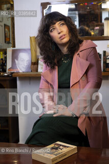 Rome April 29, 2021..Ilaria Gaspari philosopher, writer, writing teacher and collaborator of various newspapers, photographed in Rome in the premises of the Enoteca in Via Macerata 58 during the filming of the Rai TV program/Ilaria Gaspari filosofa, scrittrice, docente di scrittura e collaboratrice di varie testate giornalistiche, fotografata a Roma nei locali dellEnoteca di Via Macerata 58 durante le riprese del programma tv Rai. ©Rino Bianchi/Rosebud2