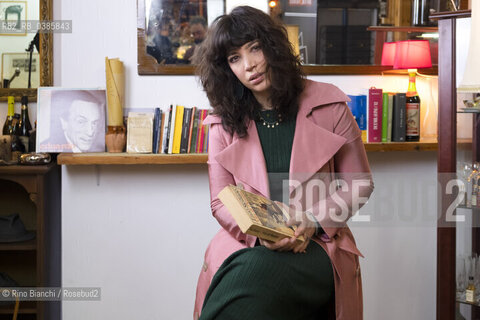 Rome April 29, 2021..Ilaria Gaspari philosopher, writer, writing teacher and collaborator of various newspapers, photographed in Rome in the premises of the Enoteca in Via Macerata 58 during the filming of the Rai TV program/Ilaria Gaspari filosofa, scrittrice, docente di scrittura e collaboratrice di varie testate giornalistiche, fotografata a Roma nei locali dellEnoteca di Via Macerata 58 durante le riprese del programma tv Rai. ©Rino Bianchi/Rosebud2