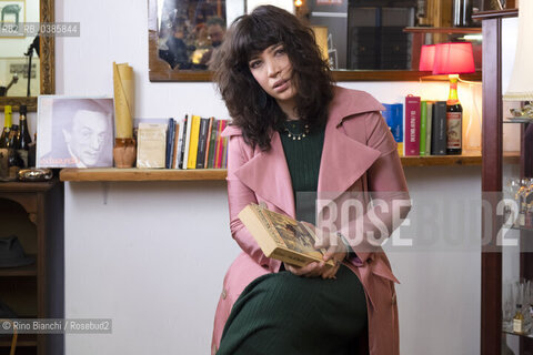 Rome April 29, 2021..Ilaria Gaspari philosopher, writer, writing teacher and collaborator of various newspapers, photographed in Rome in the premises of the Enoteca in Via Macerata 58 during the filming of the Rai TV program/Ilaria Gaspari filosofa, scrittrice, docente di scrittura e collaboratrice di varie testate giornalistiche, fotografata a Roma nei locali dellEnoteca di Via Macerata 58 durante le riprese del programma tv Rai. ©Rino Bianchi/Rosebud2