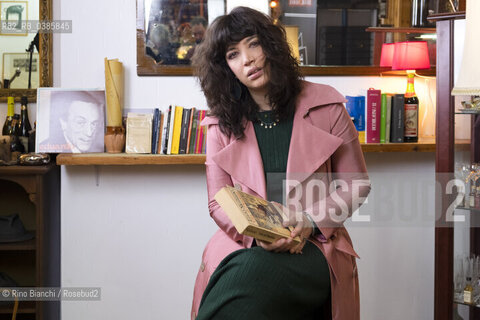 Rome April 29, 2021..Ilaria Gaspari philosopher, writer, writing teacher and collaborator of various newspapers, photographed in Rome in the premises of the Enoteca in Via Macerata 58 during the filming of the Rai TV program/Ilaria Gaspari filosofa, scrittrice, docente di scrittura e collaboratrice di varie testate giornalistiche, fotografata a Roma nei locali dellEnoteca di Via Macerata 58 durante le riprese del programma tv Rai. ©Rino Bianchi/Rosebud2