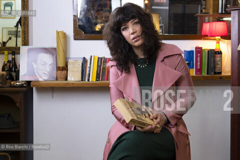 Rome April 29, 2021..Ilaria Gaspari philosopher, writer, writing teacher and collaborator of various newspapers, photographed in Rome in the premises of the Enoteca in Via Macerata 58 during the filming of the Rai TV program/Ilaria Gaspari filosofa, scrittrice, docente di scrittura e collaboratrice di varie testate giornalistiche, fotografata a Roma nei locali dellEnoteca di Via Macerata 58 durante le riprese del programma tv Rai. ©Rino Bianchi/Rosebud2