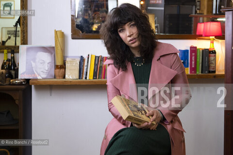 Rome April 29, 2021..Ilaria Gaspari philosopher, writer, writing teacher and collaborator of various newspapers, photographed in Rome in the premises of the Enoteca in Via Macerata 58 during the filming of the Rai TV program/Ilaria Gaspari filosofa, scrittrice, docente di scrittura e collaboratrice di varie testate giornalistiche, fotografata a Roma nei locali dellEnoteca di Via Macerata 58 durante le riprese del programma tv Rai. ©Rino Bianchi/Rosebud2