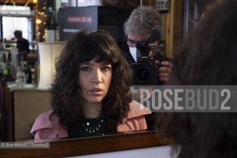 Rome April 29, 2021..Ilaria Gaspari philosopher, writer, writing teacher and collaborator of various newspapers, photographed in Rome in the premises of the Enoteca in Via Macerata 58 during the filming of the Rai TV program/Ilaria Gaspari filosofa, scrittrice, docente di scrittura e collaboratrice di varie testate giornalistiche, fotografata a Roma nei locali dellEnoteca di Via Macerata 58 durante le riprese del programma tv Rai. ©Rino Bianchi/Rosebud2