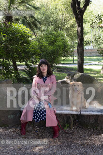 Rome May 6, 2021..Ilaria Gaspari, writer, philosopher and essayist, photographed with the dog Emilio in the park of Villa Torlonia/Ilaria Gaspari, scrittrice, filosofa e saggista, fotografata con il cane Emilio nel parco di Villa Torlonia. ©Rino Bianchi/Rosebud2