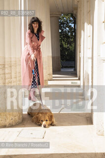 Rome May 6, 2021..Ilaria Gaspari, writer, philosopher and essayist, photographed with the dog Emilio in the park of Villa Torlonia/Ilaria Gaspari, scrittrice, filosofa e saggista, fotografata con il cane Emilio nel parco di Villa Torlonia. ©Rino Bianchi/Rosebud2