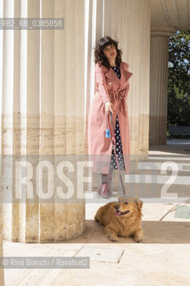 Rome May 6, 2021..Ilaria Gaspari, writer, philosopher and essayist, photographed with the dog Emilio in the park of Villa Torlonia/Ilaria Gaspari, scrittrice, filosofa e saggista, fotografata con il cane Emilio nel parco di Villa Torlonia. ©Rino Bianchi/Rosebud2