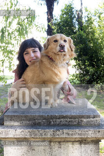 Rome May 6, 2021..Ilaria Gaspari, writer, philosopher and essayist, photographed with the dog Emilio in the park of Villa Torlonia/Ilaria Gaspari, scrittrice, filosofa e saggista, fotografata con il cane Emilio nel parco di Villa Torlonia. ©Rino Bianchi/Rosebud2