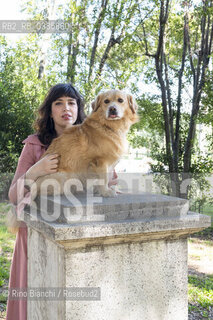 Rome May 6, 2021..Ilaria Gaspari, writer, philosopher and essayist, photographed with the dog Emilio in the park of Villa Torlonia/Ilaria Gaspari, scrittrice, filosofa e saggista, fotografata con il cane Emilio nel parco di Villa Torlonia. ©Rino Bianchi/Rosebud2