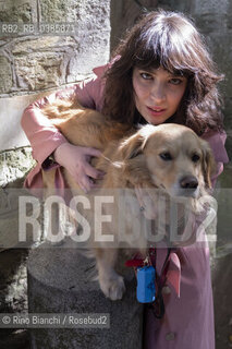 Rome May 6, 2021..Ilaria Gaspari, writer, philosopher and essayist, photographed with the dog Emilio in the park of Villa Torlonia/Ilaria Gaspari, scrittrice, filosofa e saggista, fotografata con il cane Emilio nel parco di Villa Torlonia. ©Rino Bianchi/Rosebud2