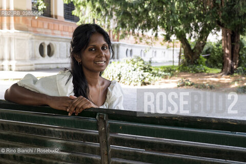 Milan July 17, 2021..Nadeesha Uyangoda Italian freelance writer and author originally from Sri Lanka, photographed in Milan in the Montanelli Gardens/Nadeesha Uyangoda scrittrice ed autrice free lance italiana originaria dello Sri Lanka, fotografata a Milano nei Giardini Montanelli. ©Rino Bianchi/Rosebud2