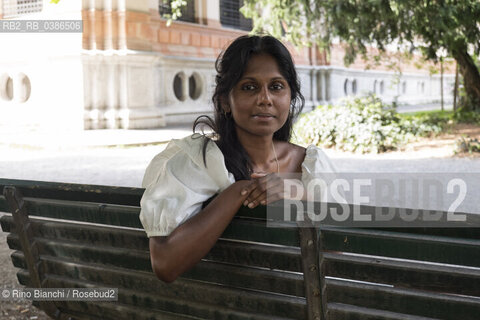 Milan July 17, 2021..Nadeesha Uyangoda Italian freelance writer and author originally from Sri Lanka, photographed in Milan in the Montanelli Gardens/Nadeesha Uyangoda scrittrice ed autrice free lance italiana originaria dello Sri Lanka, fotografata a Milano nei Giardini Montanelli. ©Rino Bianchi/Rosebud2