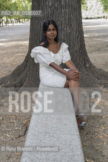 Milan July 17, 2021..Nadeesha Uyangoda Italian freelance writer and author originally from Sri Lanka, photographed in Milan in the Montanelli Gardens/Nadeesha Uyangoda scrittrice ed autrice free lance italiana originaria dello Sri Lanka, fotografata a Milano nei Giardini Montanelli. ©Rino Bianchi/Rosebud2