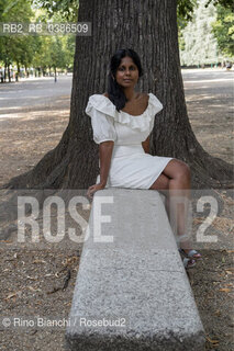 Milan July 17, 2021..Nadeesha Uyangoda Italian freelance writer and author originally from Sri Lanka, photographed in Milan in the Montanelli Gardens/Nadeesha Uyangoda scrittrice ed autrice free lance italiana originaria dello Sri Lanka, fotografata a Milano nei Giardini Montanelli. ©Rino Bianchi/Rosebud2