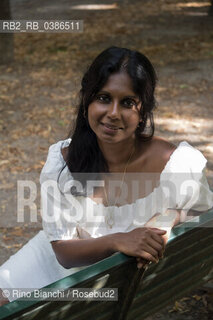 Milan July 17, 2021..Nadeesha Uyangoda Italian freelance writer and author originally from Sri Lanka, photographed in Milan in the Montanelli Gardens/Nadeesha Uyangoda scrittrice ed autrice free lance italiana originaria dello Sri Lanka, fotografata a Milano nei Giardini Montanelli. ©Rino Bianchi/Rosebud2