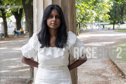 Milan July 17, 2021..Nadeesha Uyangoda Italian freelance writer and author originally from Sri Lanka, photographed in Milan in the Montanelli Gardens/Nadeesha Uyangoda scrittrice ed autrice free lance italiana originaria dello Sri Lanka, fotografata a Milano nei Giardini Montanelli. ©Rino Bianchi/Rosebud2