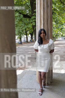 Milan July 17, 2021..Nadeesha Uyangoda Italian freelance writer and author originally from Sri Lanka, photographed in Milan in the Montanelli Gardens/Nadeesha Uyangoda scrittrice ed autrice free lance italiana originaria dello Sri Lanka, fotografata a Milano nei Giardini Montanelli. ©Rino Bianchi/Rosebud2