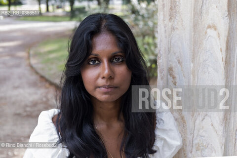 Milan July 17, 2021..Nadeesha Uyangoda Italian freelance writer and author originally from Sri Lanka, photographed in Milan in the Montanelli Gardens/Nadeesha Uyangoda scrittrice ed autrice free lance italiana originaria dello Sri Lanka, fotografata a Milano nei Giardini Montanelli. ©Rino Bianchi/Rosebud2