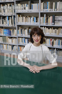 Rome September 7, 2021..Irene Vallejo, Spanish philologist and writer, popularizer of the history of the classical world, collaborator of El País, photographed in Rome in the spaces of the House of Literature/Irene Vallejo,  filologa e scrittrice spagnola divulgatrice della storia del mondo classico, collaboratrice di El País, fotografata a Roma negli spazi della Casa delle Letterature. ©Rino Bianchi/Rosebud2