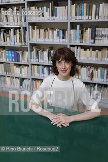 Rome September 7, 2021..Irene Vallejo, Spanish philologist and writer, popularizer of the history of the classical world, collaborator of El País, photographed in Rome in the spaces of the House of Literature/Irene Vallejo,  filologa e scrittrice spagnola divulgatrice della storia del mondo classico, collaboratrice di El País, fotografata a Roma negli spazi della Casa delle Letterature. ©Rino Bianchi/Rosebud2