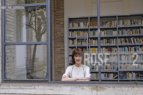 Rome September 7, 2021..Irene Vallejo, Spanish philologist and writer, popularizer of the history of the classical world, collaborator of El País, photographed in Rome in the spaces of the House of Literature/Irene Vallejo,  filologa e scrittrice spagnola divulgatrice della storia del mondo classico, collaboratrice di El País, fotografata a Roma negli spazi della Casa delle Letterature. ©Rino Bianchi/Rosebud2