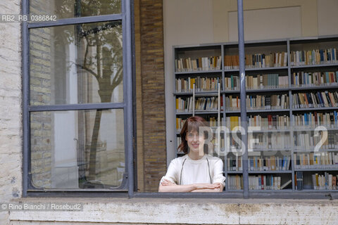 Rome September 7, 2021..Irene Vallejo, Spanish philologist and writer, popularizer of the history of the classical world, collaborator of El País, photographed in Rome in the spaces of the House of Literature/Irene Vallejo,  filologa e scrittrice spagnola divulgatrice della storia del mondo classico, collaboratrice di El País, fotografata a Roma negli spazi della Casa delle Letterature. ©Rino Bianchi/Rosebud2