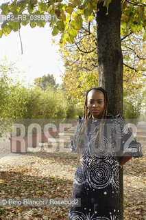 Turin October 16, 2021..Abimbola Daré in literature Abi Darè, Nigerian author who now lives in Essex, England, winner of the Bath Novel Award in 2018, photographed in Turin in the Lingotto spaces/Abimbola Daré in letteratura Abi Darè, autrice nigeriana che ora vive nellEssex , in Inghilterra, vincitrice del Bath Novel Award nel 2018, fotografata a Torino negli spazi del Lingotto. ©Rino Bianchi/Rosebud2