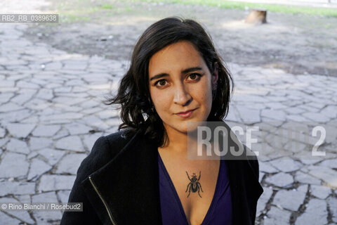 Rome March 12, 2022..Natalia García Freire, teacher of creative writing, Ecuadorian journalist and writer, photographed in the spaces of the Roma 60 Olympic Village/Natalia García Freire, docente di scrittura creativa,  giornalista e scrittrice equadoregna, fotografata negli spazi del Villaggio Olimpico Roma 60. ©Rino Bianchi/Rosebud2