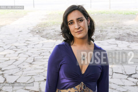 Rome March 12, 2022..Natalia García Freire, teacher of creative writing, Ecuadorian journalist and writer, photographed in the spaces of the Roma 60 Olympic Village/Natalia García Freire, docente di scrittura creativa,  giornalista e scrittrice equadoregna, fotografata negli spazi del Villaggio Olimpico Roma 60. ©Rino Bianchi/Rosebud2