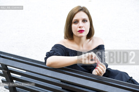 Rome June 30, 2021..Valentina Farinaccio, writer, journalist and music critic photographed in Rome in the park of Villa Sciarra/Valentina Farinaccio, scrittrice, giornalista e critico musicale fotografata a Roma nel parco di Villa Sciarra. ©Rino Bianchi/Rosebud2