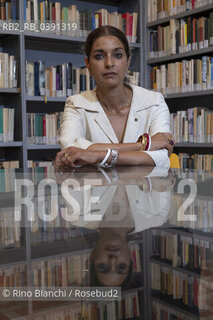 Rome September 20, 2022..Nilanjana Sudeshna Jhumpa Lahiri American writer of Indian origin, Pulitzer Prize in 1999, photographed in Rome in the rooms of the Casa delle letterature/Nilanjana Sudeshna  Jhumpa  Lahiri scrittrice americana di origine indiana, Premio Pulitzer nel 1999, fotografata a Roma negli ambienti della Casa delle Letterature. ©Rino Bianchi/Rosebud2