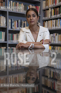 Rome September 20, 2022..Nilanjana Sudeshna Jhumpa Lahiri American writer of Indian origin, Pulitzer Prize in 1999, photographed in Rome in the rooms of the Casa delle letterature/Nilanjana Sudeshna  Jhumpa  Lahiri scrittrice americana di origine indiana, Premio Pulitzer nel 1999, fotografata a Roma negli ambienti della Casa delle Letterature. ©Rino Bianchi/Rosebud2